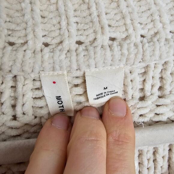 Moth Anthropologie Sweater Open Knit Sweater Women M Cream Pullover Sweater - Picture 6 of 8